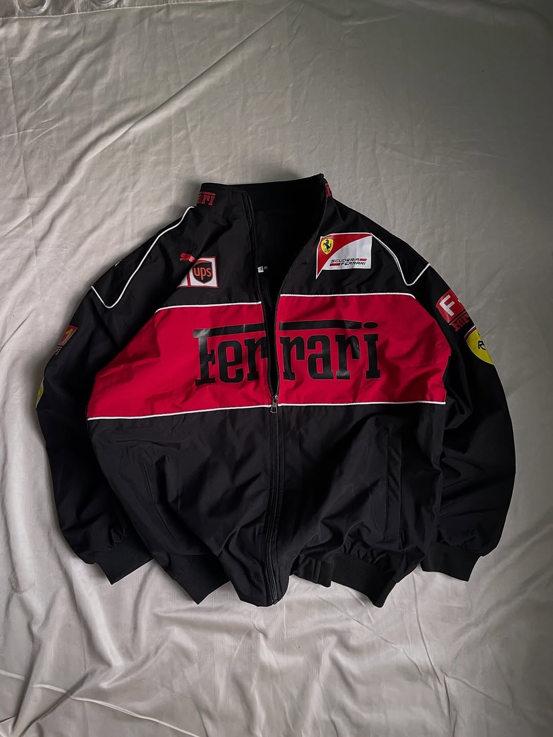 Black Ferrari Racing Jacket – Premium Motorsport Streetwear for Men & Women