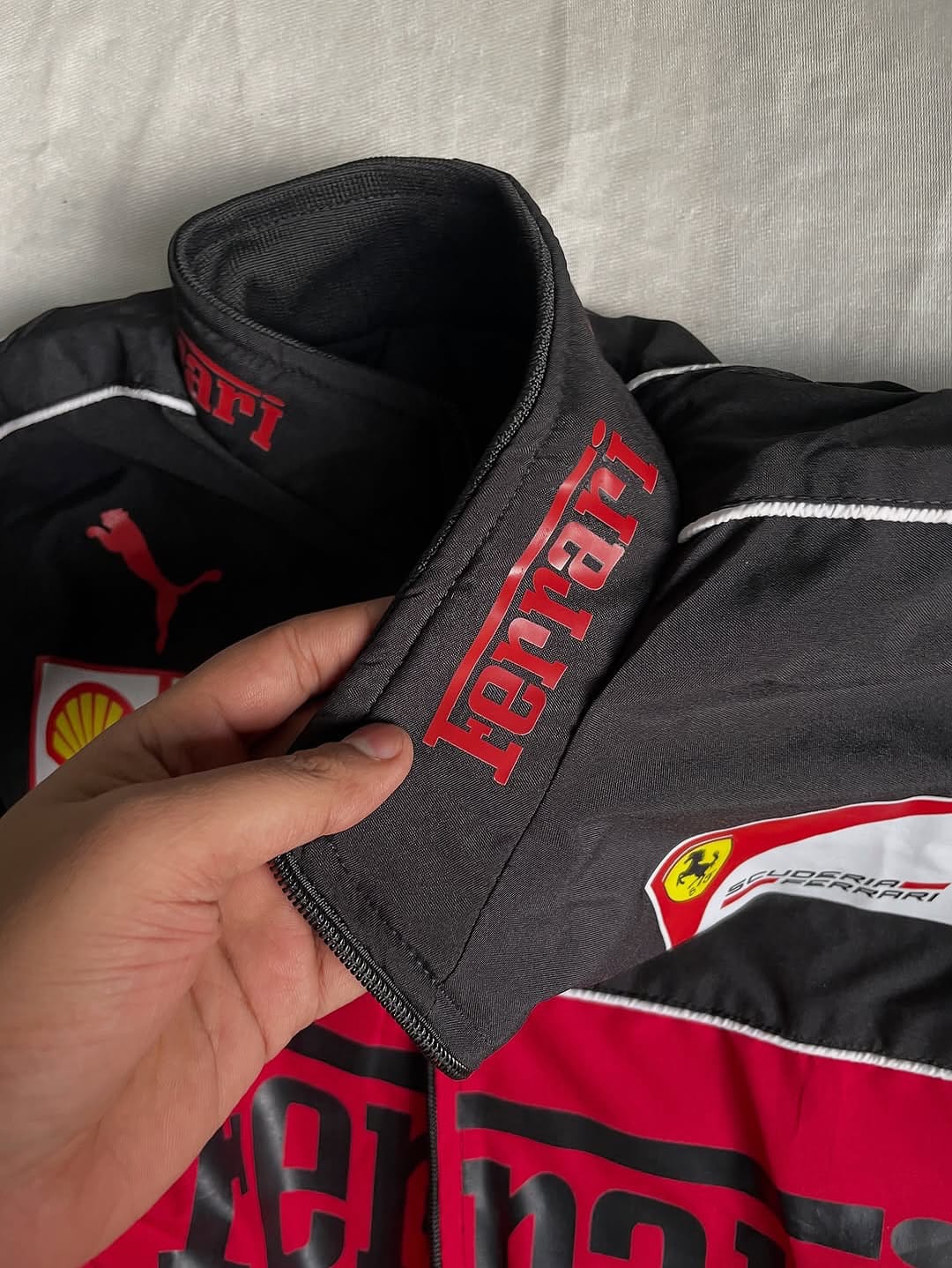 Black Ferrari Racing Jacket – Premium Motorsport Streetwear for Men & Women