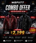 Burgundy &amp; Black Leather Racing Jacket Combo Set