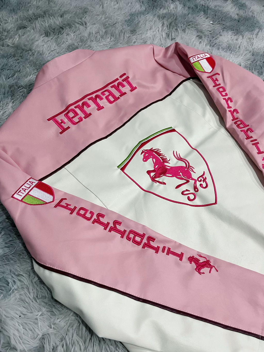 Ferrari F1 Leather Racing Jacket – Bold Speed, Sleek Style